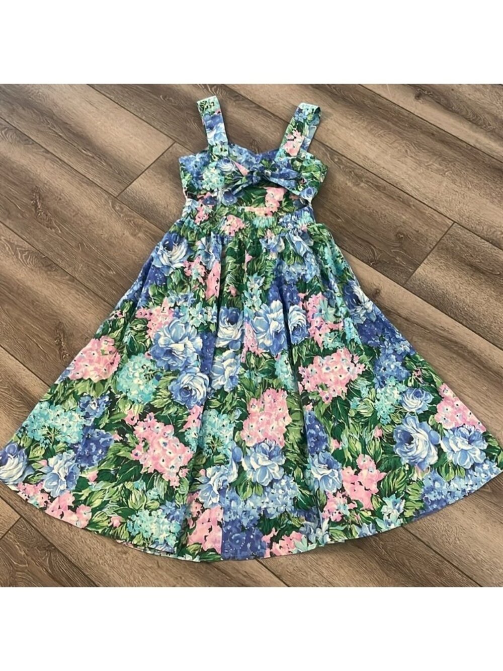 Vintage Carol Anderson floral tie back dress pockets 8 - Picture 4 of 8